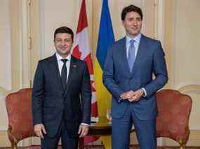 Le président ukrainien Volodymyr Zelenskyy photographié avec le premier ministre Justin Trudeau lors d'une réunion en 2019 à Toronto, où les sujets abordés comprenaient «la possibilité d'une agression russe».