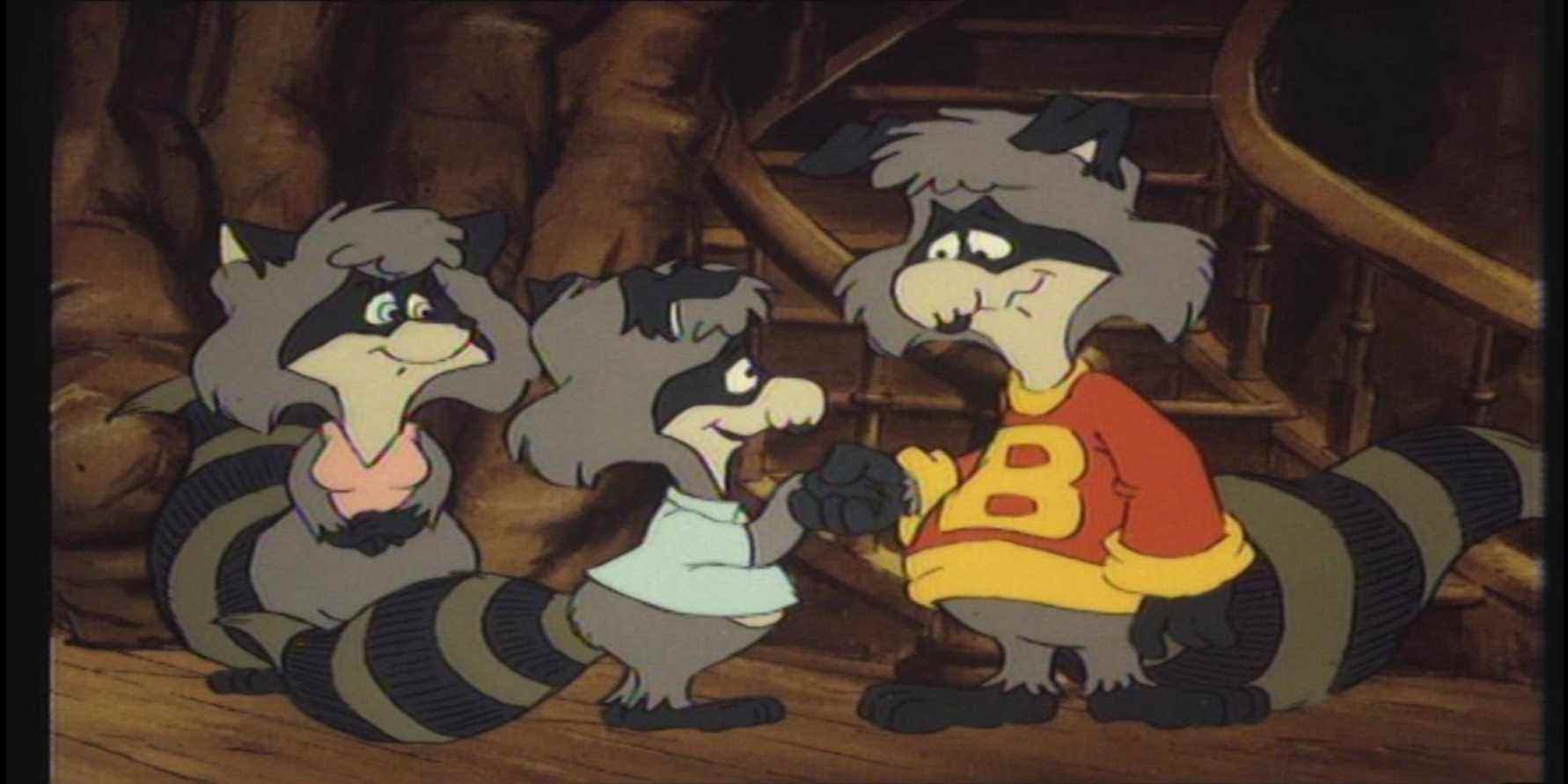 Capture d'écran des personnages principaux de The Raccoons, Bert et ses amis