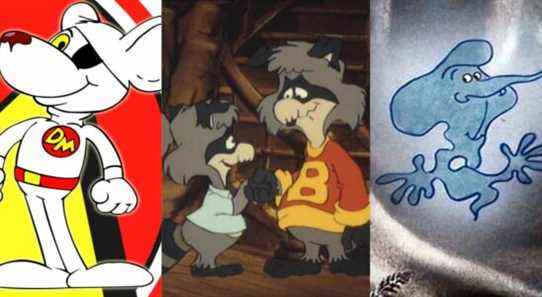 title image 1980s cartoons split image Danger Mouse The Racoons Willo The Wisp
