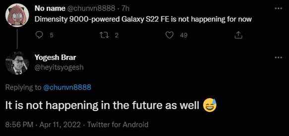 Samsung n'utilisera pas Dimensity 9000 pour Galaxy S22 FE ou les futurs SoC MediaTek pour Galaxy S23