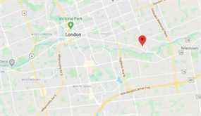 Google Maps : l'icône rouge indique l'emplacement de Pochard Lane à Londres.
