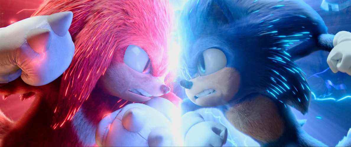 Knuckles et Sonic s'affrontent dans Sonic 2