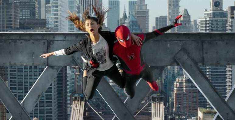 SPIDER-MAN: NO WAY HOME, from left: Zendaya, Tom Holland as Spider-Man, 2021. ph: Matt Kennedy / © Sony Pictures Releasing / © Marvel Entertainment / Courtesy Everett Collection