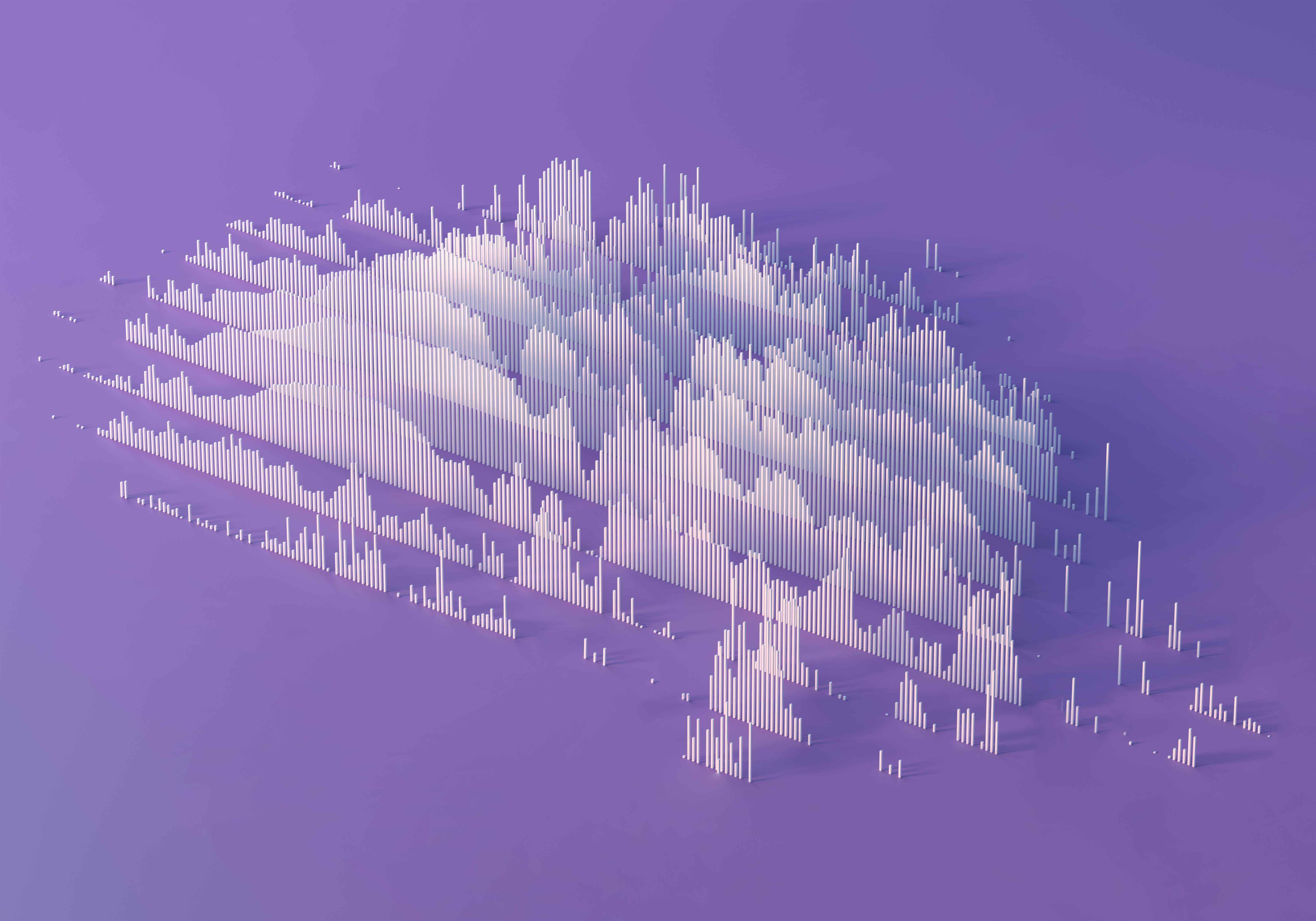 Image de visualisation de données abstraites sur fond violet.