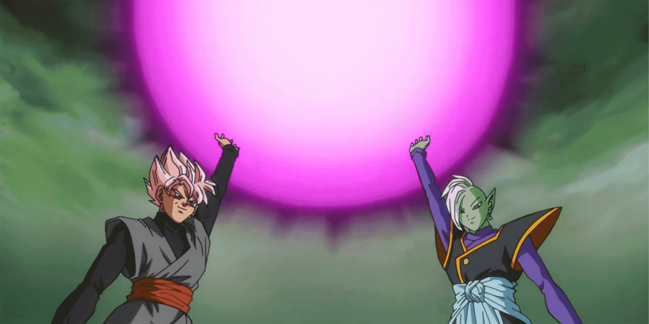 Zamasu et Goku Black préparent la grenade Holy Light dans Dragon Ball Super