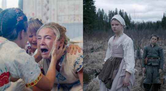 Split image of Dani (Florence Pugh) in Midsommar and Thomasin (Anna Taylor-Joy) in The Witch