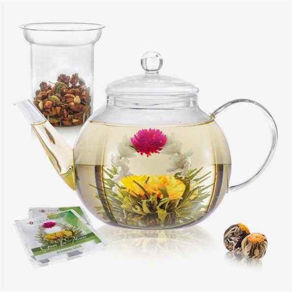 Théière en verre Teabloom Celebration avec infuseur en verre à thé en vrac