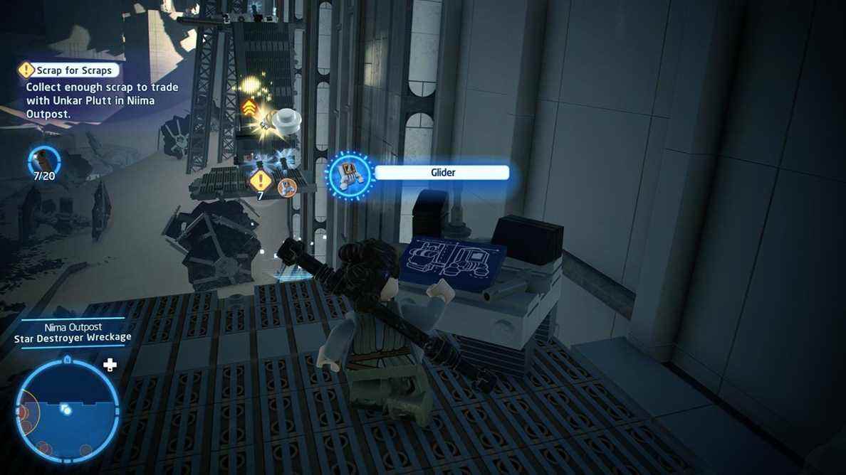 Guide des capacités LEGO Star Wars The Skywalker Saga Scavenger – un Rey pendant la capture d'écran « Scrap for Scraps » 