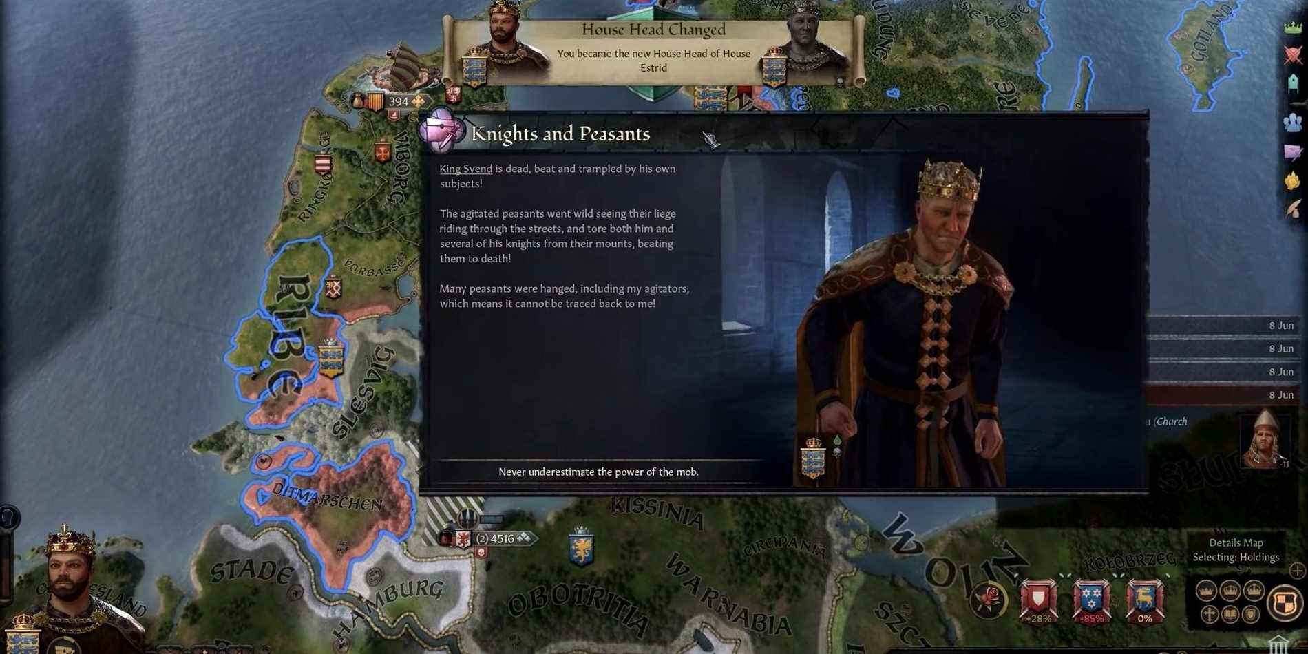Le roi Svend du Danemark dans Crusader Kings 3