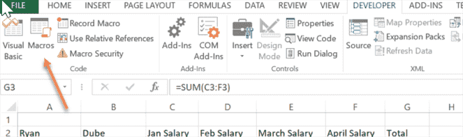 Fonction macro Excel