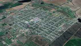 Vue Google Map de la ville de Raymond dans le sud de l'Alberta.