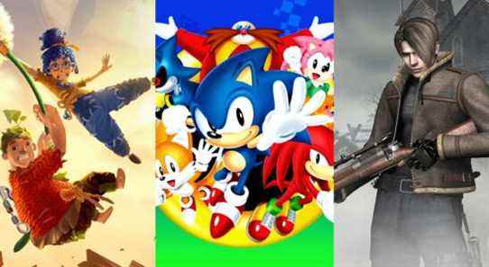 Main characters from It Takes Two, Sonic and friends, and Leon Kennedy