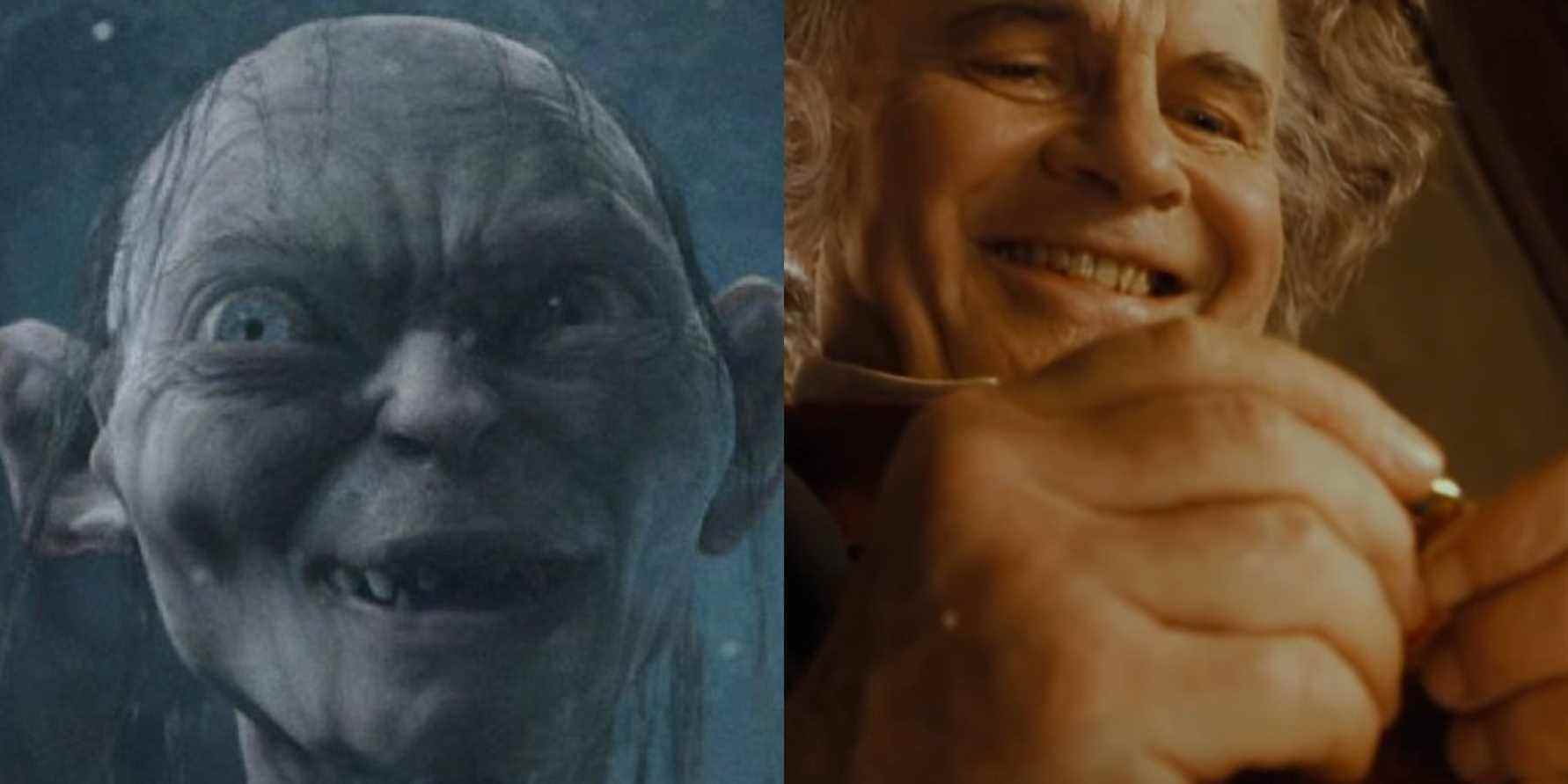 Gollum et Bilbon dans le Seigneur des Anneaux 