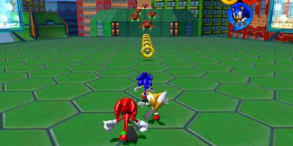Les protagonistes de Sonic Heroes courent vers les anneaux
