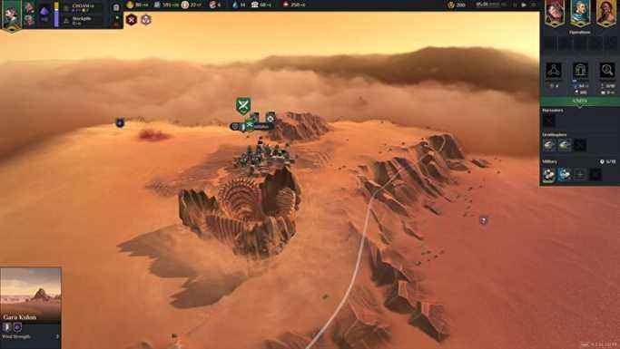 Un ver des sables géant émerge du sol dans Dune: Spice Wars