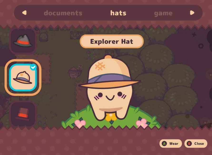 Explorer Hat dans Turnip Boy commet une évasion fiscale