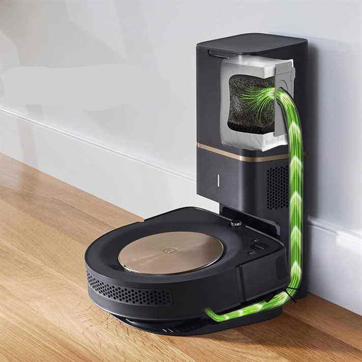 Le Roomba s9 retient la saleté et la poussière. 