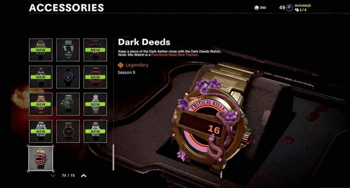 Récompense de la montre Dark Deeds (Crédit image : MrDalekJD)