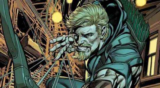 Green Arrow using his bow in DC Comics