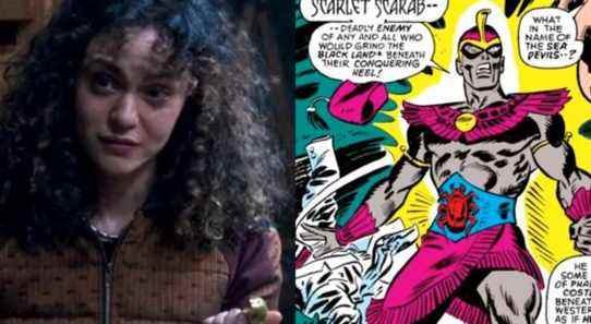 A split image features Layla in Moon Knight and Abdul Faoul in Marvel comics