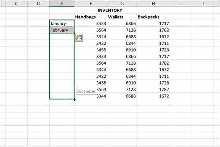 Remplissage automatique pour les mois d'une année dans Excel.