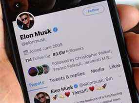 Profil Twitter d'Elon Musk.