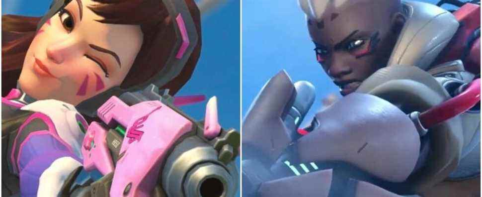 overwatch characters dva (left) and sojourn (right)