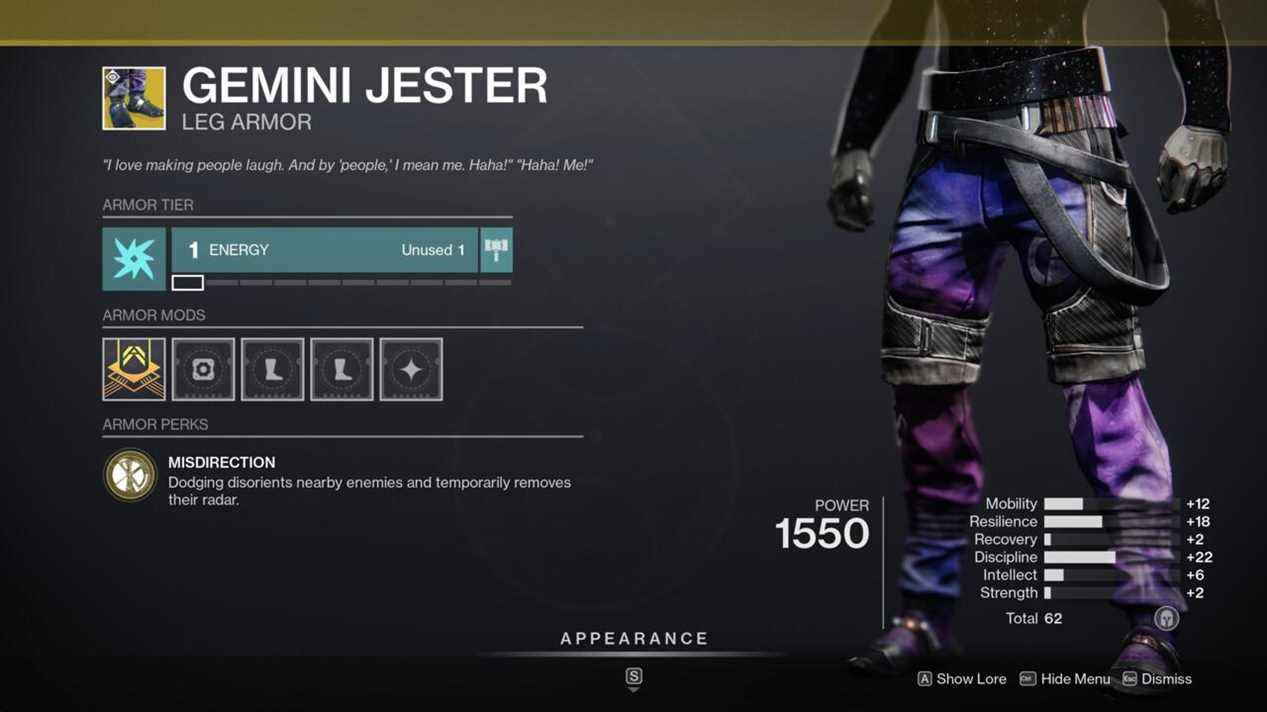 Utilisez votre esquive pour déranger vos adversaires tout en portant Gemini Jester.