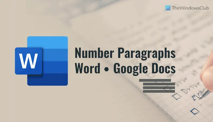 Comment numéroter des paragraphes dans Word, Google Docs, Word Online 