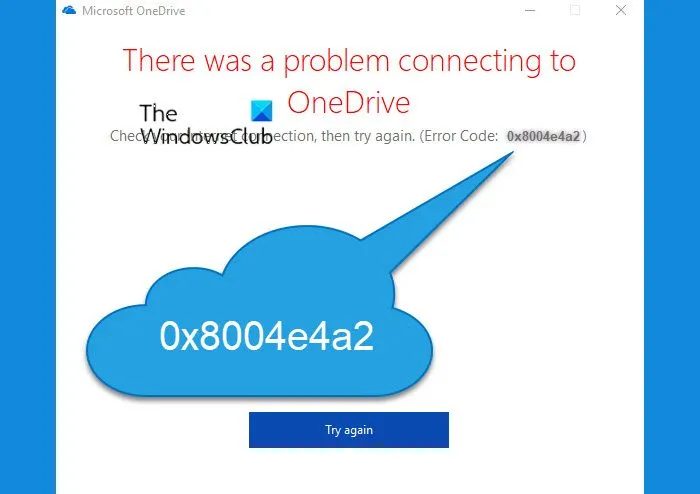 Code d'erreur OneDrive 0x8004e4a2
