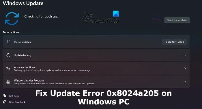 Correction de l'erreur de mise à jour 0x8024a205 sur un PC Windows