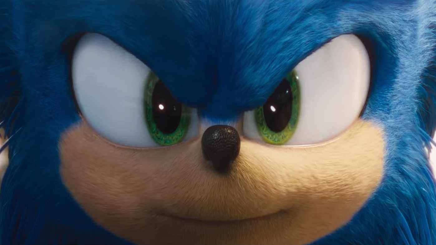 Un gros plan de Sonic le hérisson dans le film Sonic