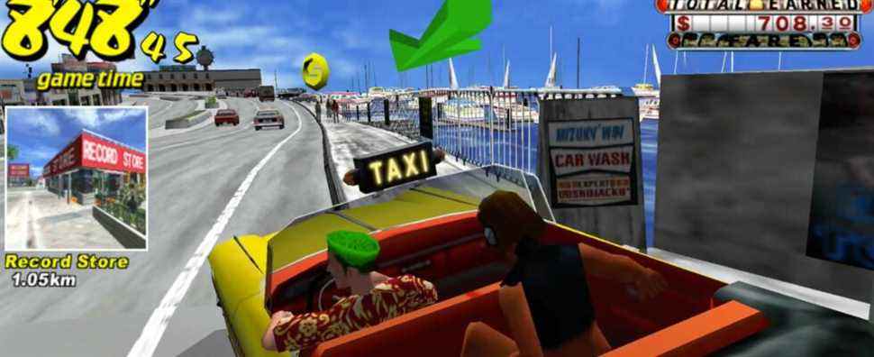 Taking customers to the Record Store in Crazy Taxi