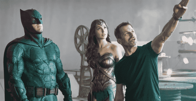 Zack Snyder with Ben Affleck and Gal Gadot on the set of "Justice League"
