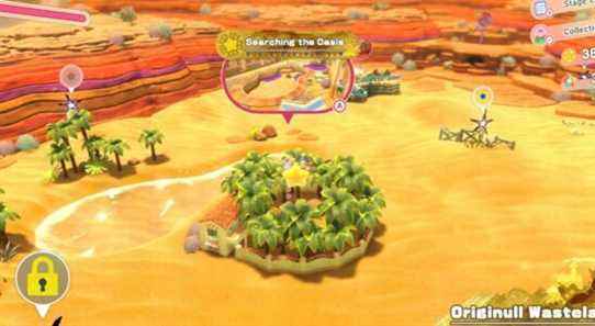 kirby-and-the-forgotten-land-title-card-searching-the-oasis