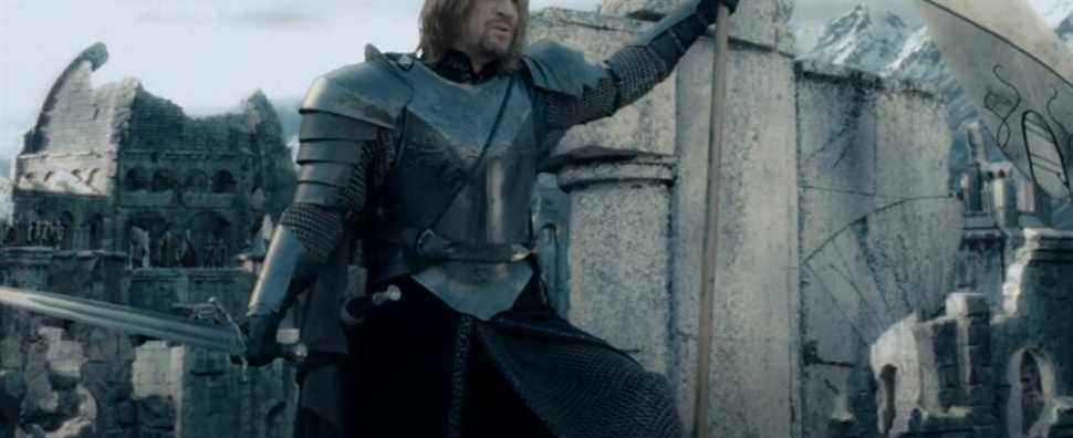 Boromir leading a charge for gondor