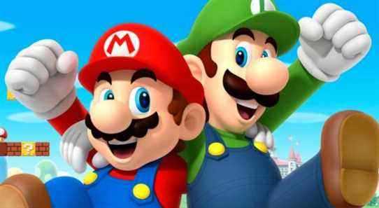Mario & Luigi holding each other in a
