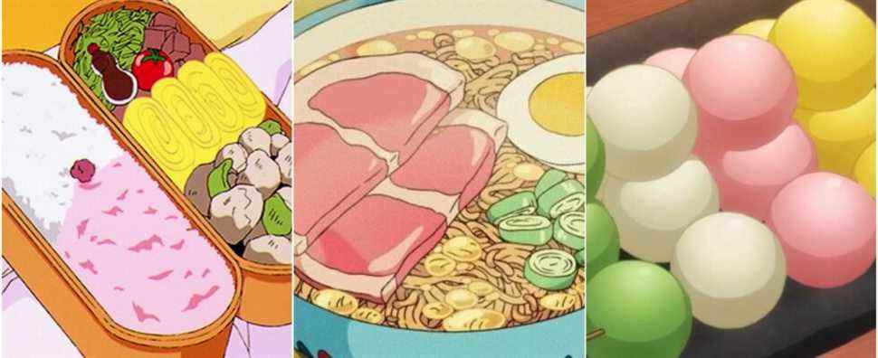 Collage of Best Food In Anime Featuring Bento Box, Ramen And Dango