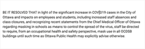 La motion telle qu'adoptée par le Conseil scolaire du district d'Ottawa-Carleton mardi.