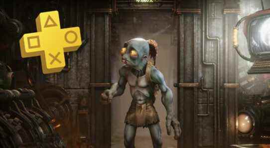 Oddworld: Soulstorm Abe looking at the PS Plus logo