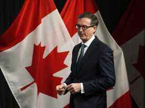 Le gouverneur de la Banque du Canada, Tiff Macklem, tient une conférence de presse à la Banque du Canada à Ottawa.
