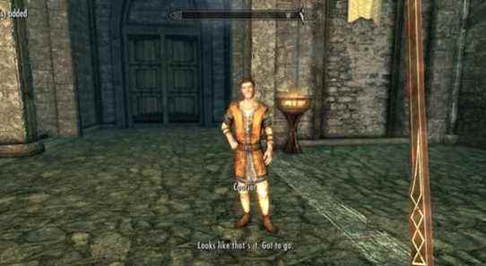Image from The Elder Scrolls 5: Skyrim showing the courier.