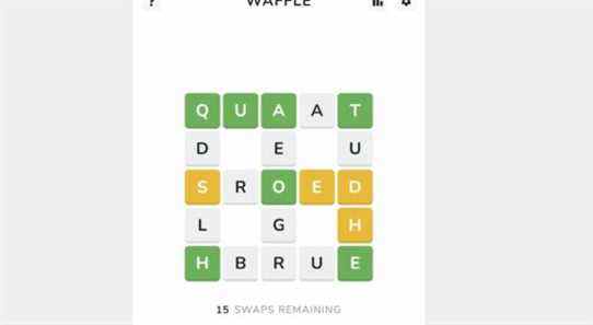 Waffle est un Wordle-like sur l'échange de lettres sur une grille de cinq mots