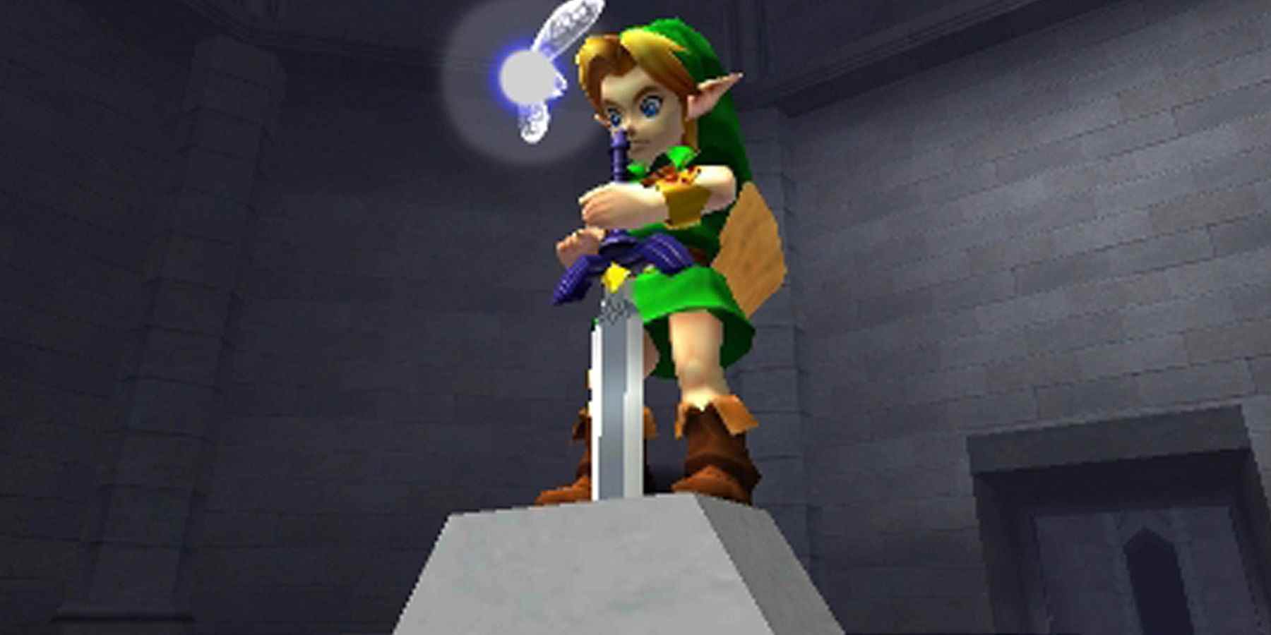 Image de The Legend of Zelda: Ocarina of Time, montrant Link libérant l'épée maîtresse.