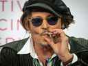 Johnny Depp donne une conférence de presse lors du 47e Festival du film américain de Deauville à Deauville, dans l'ouest de la France, le 5 septembre 2021.  
