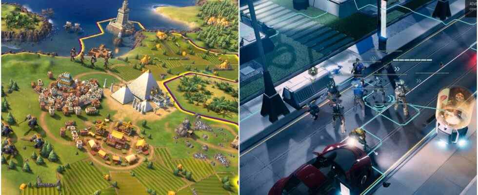 (Left) Civilization 6 gameplay (Right) XCOM 2 gameplay