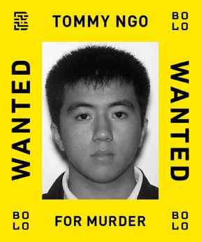 Ton Quoc-Hoang Ngo, alias Tommy Ngo, est recherché en vertu d'un mandat pancanadien pour meurtre au deuxième degré pour avoir poignardé mortellement Russell Sahadeo, 23 ans, dans un parc de l'ouest de Toronto le 6 septembre 2015.
