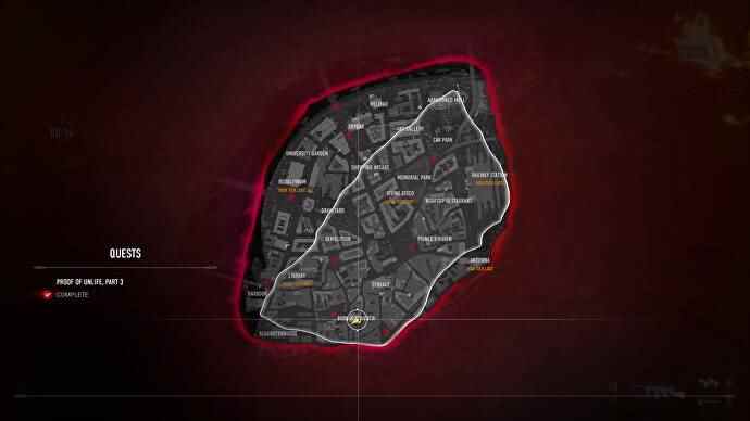 L'emplacement de la carte RPG pour la quête Preuve de non-vie dans Vampire the Masquerade: Bloodhunt.
