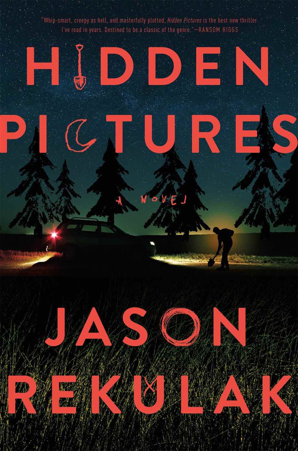La couverture de Hidden Pictures de Jason Rekulak, mettant en scène une personne pelletant la route devant une voiture garée.