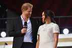Le prince britannique Harry et Meghan Markle prennent la parole lors du festival Global Citizen Live 2021 au Great Lawn, Central Park, le 25 septembre 2021 à New York.